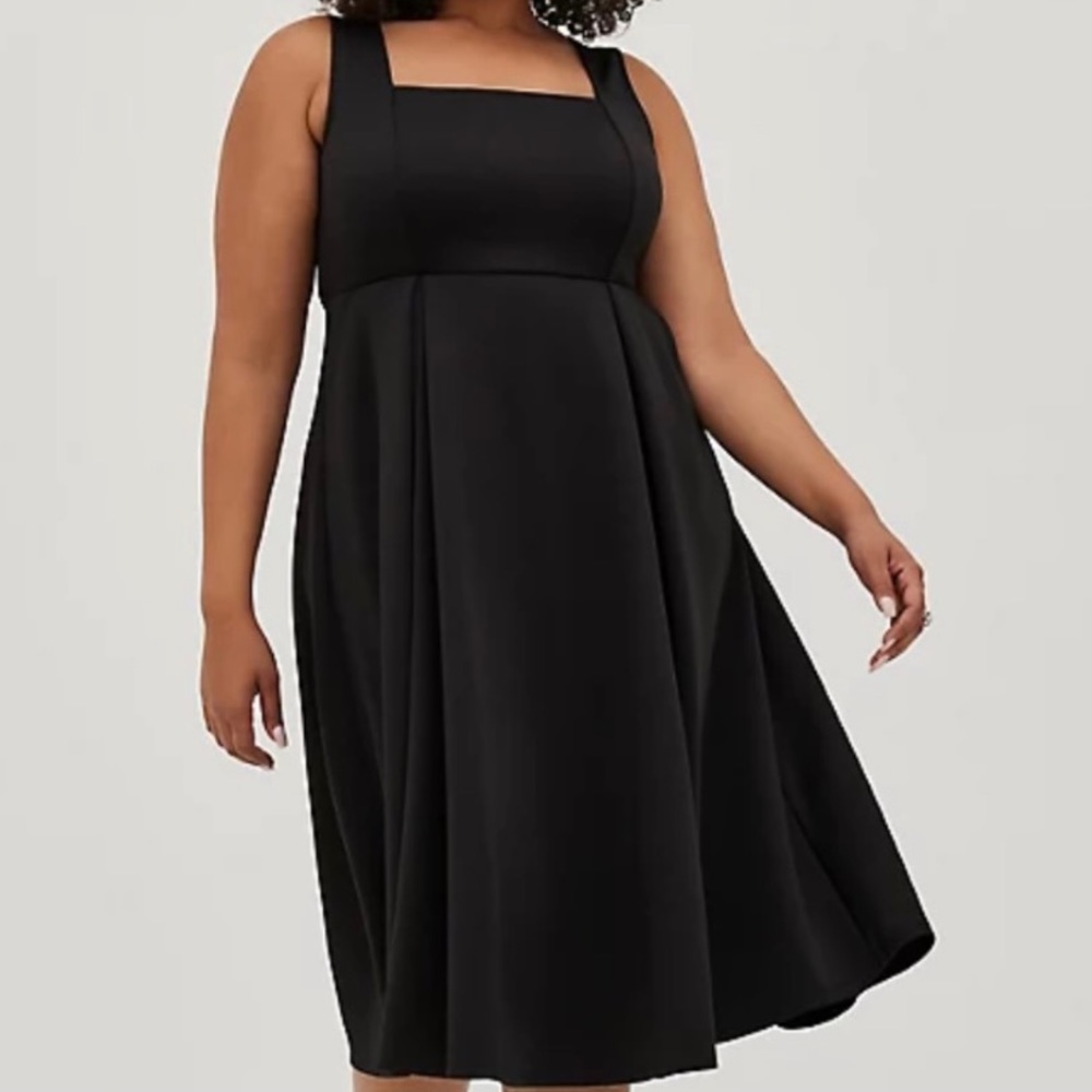 NEW TORRID SQUARE NECK SKATER DRESS - SCUBA BLACK PLUS SIZE 1 1X 14-16